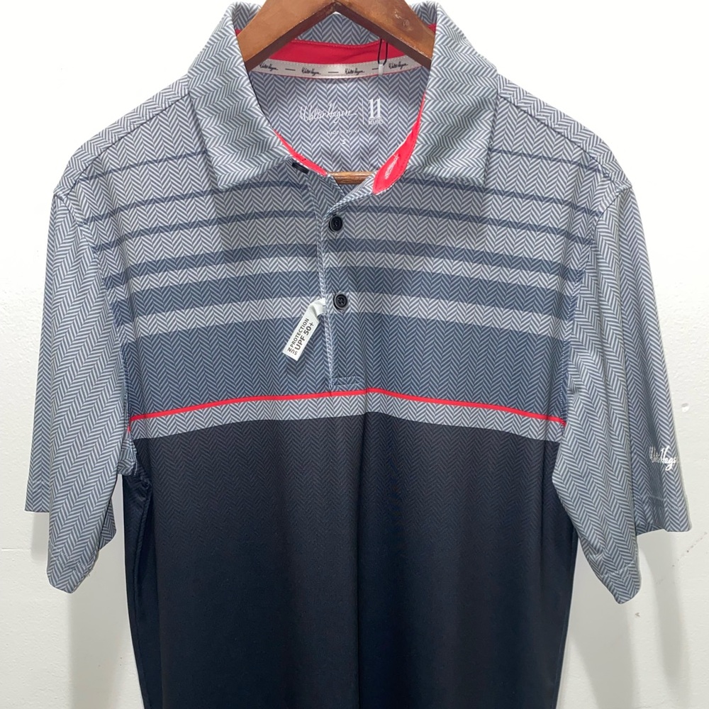 Walter Hagen 11 Majors Herringbone Golf Polo Men’s Small Stretch UPF 50+